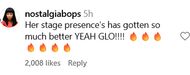 Another user compliments GloRilla's stage presence (image via @nostalgiabops on Instagram)